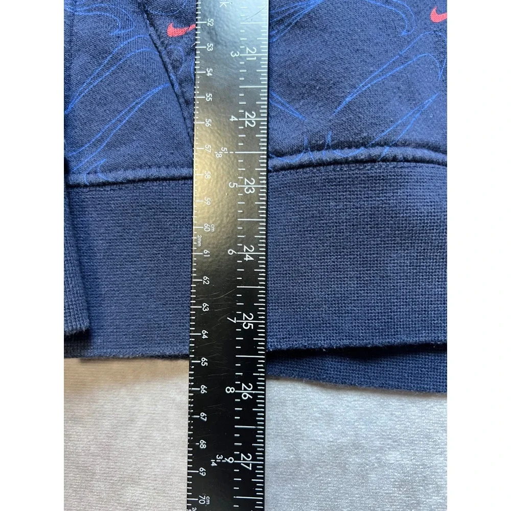 Nike Mens Small Navy Blue All Over Print Swoosh Pullover Hoodie Fleece